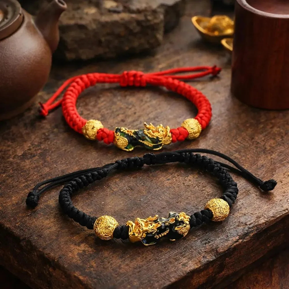 Pixiu Red Black Lucky Wealth Bracelet