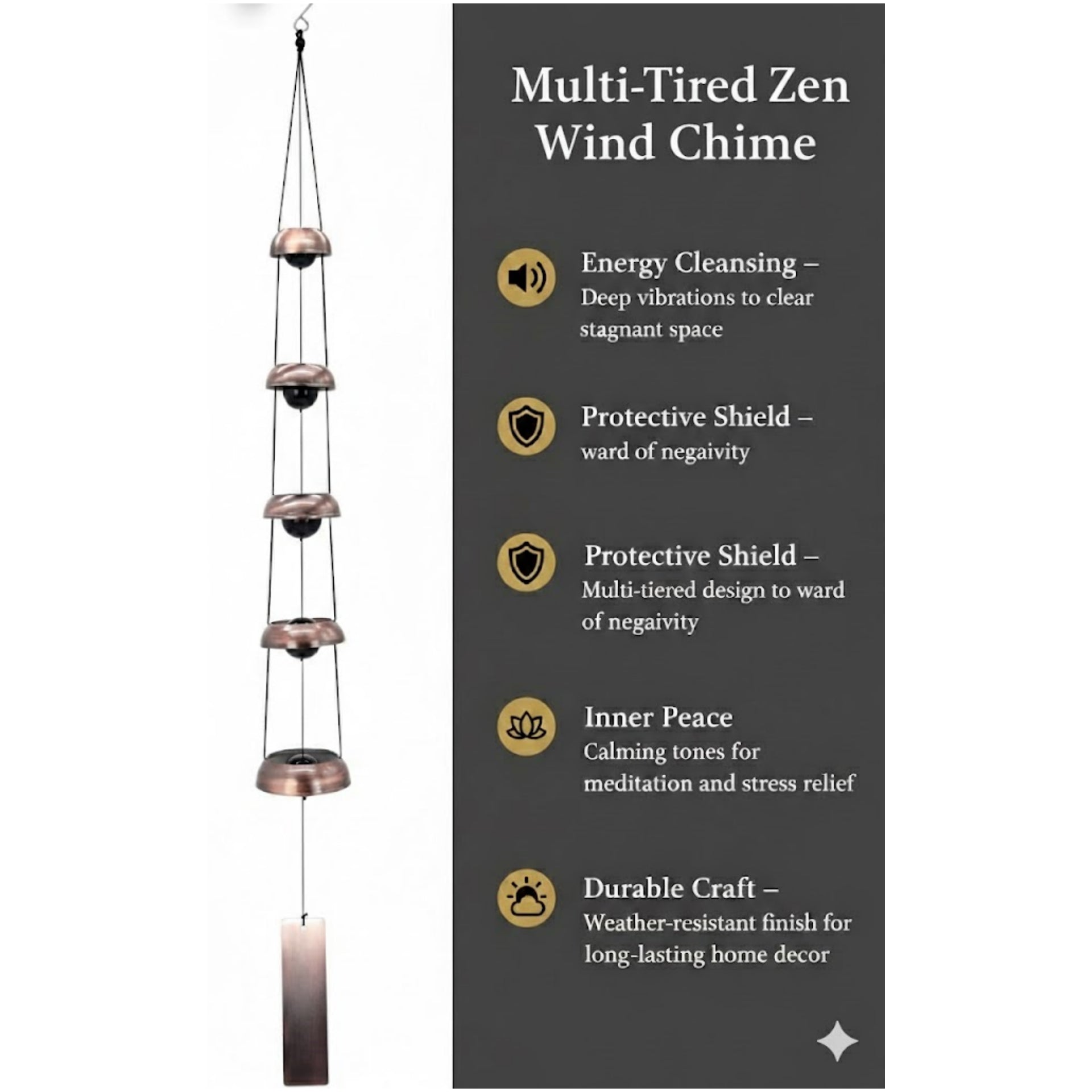 Multi-Tiered Zen Wind Chime: Deep Resonance Copper Bells for Peace, Protection and Harmony