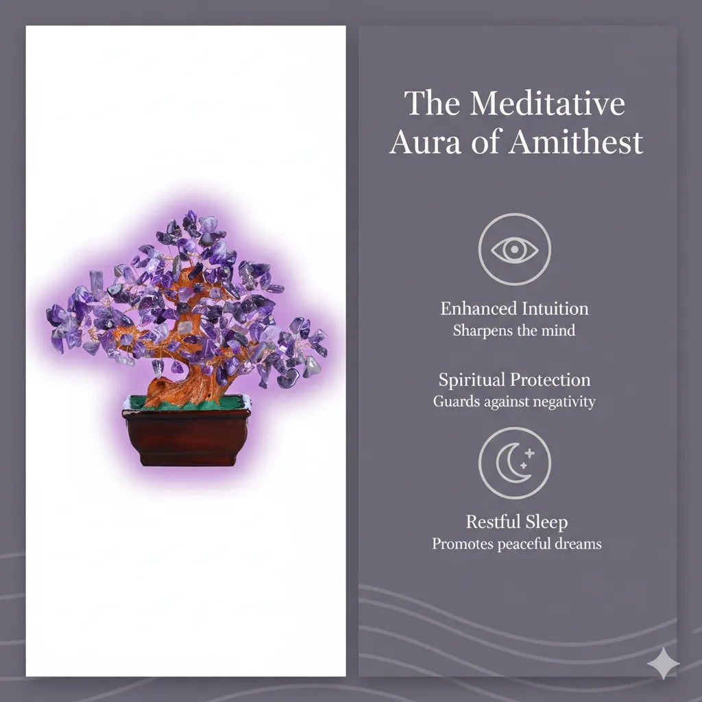 Aura Amethyst Crystal Tree Bonsai Style - Spiritual Wisdom and Calm