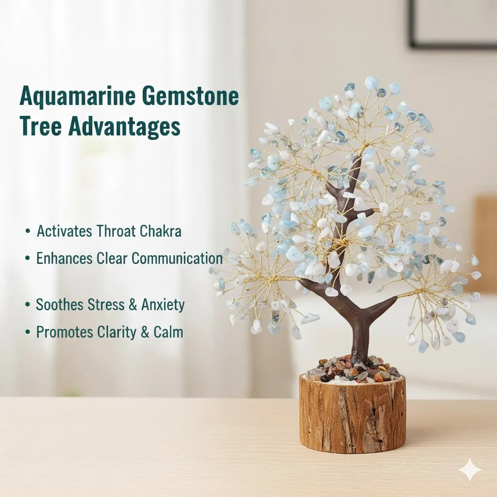Vitality Aquamarine Crystal Tree - Tranquility and Clear Communication