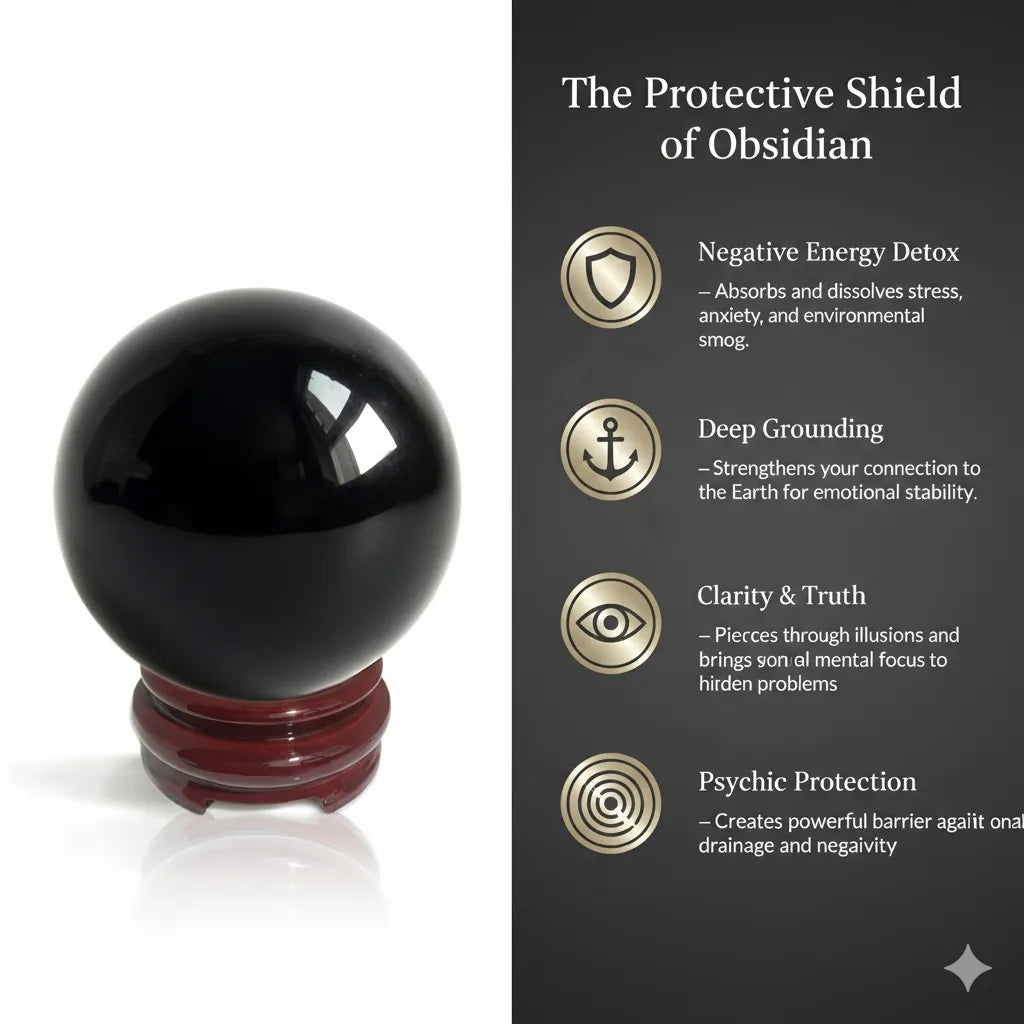 Zenith Obsidian Crystal Sphere - Shield for Protection and Negative Energy Detox