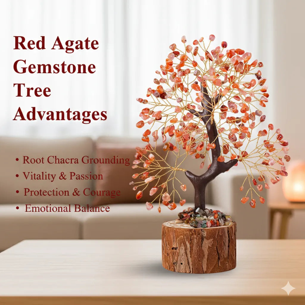 Vitality Red Agate Crystal Tree for Grounding, Protection and Root Chakra Balance