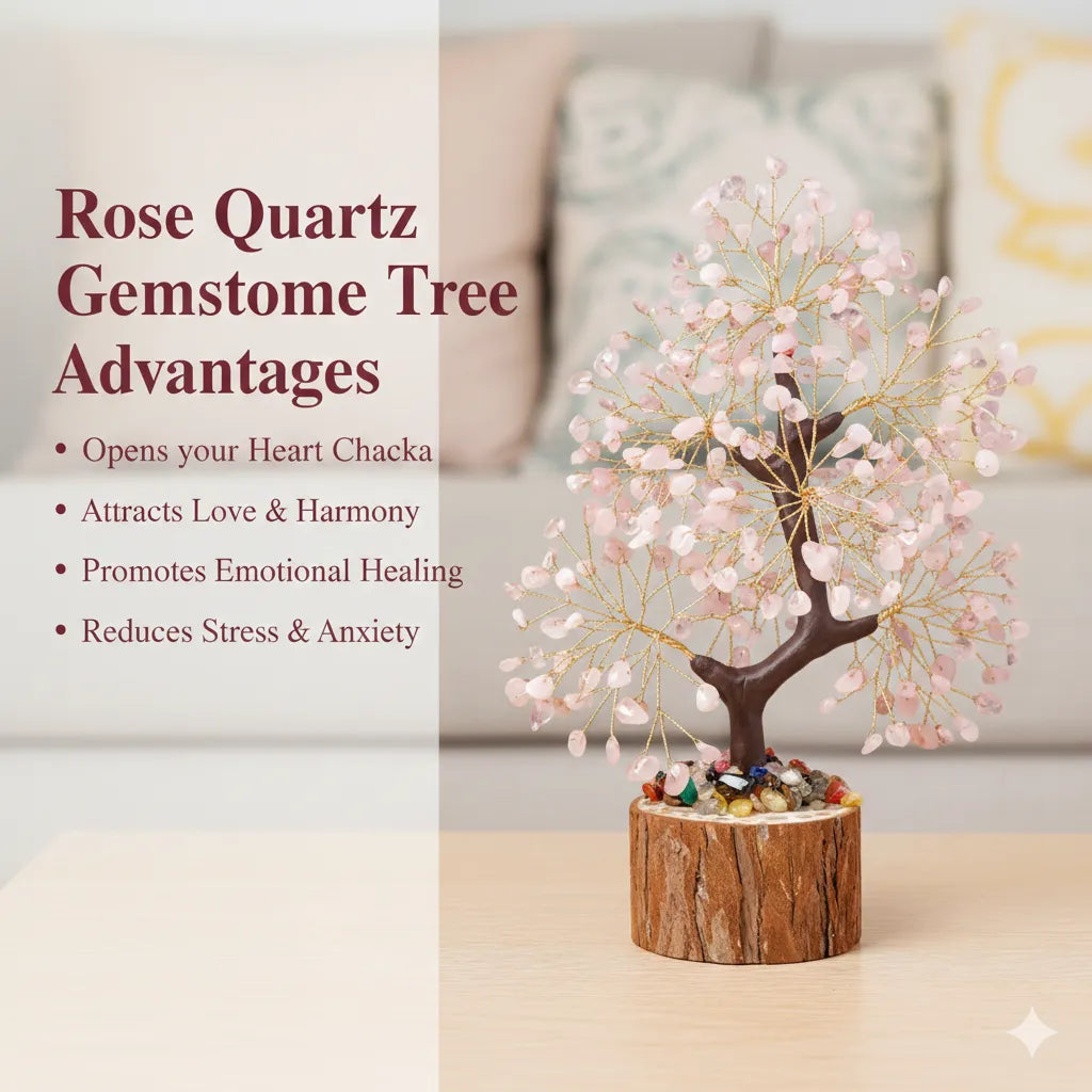 Vitality Rose Quartz Crystal Tree for Love, Emotional Healing & Heart Chakra Balance