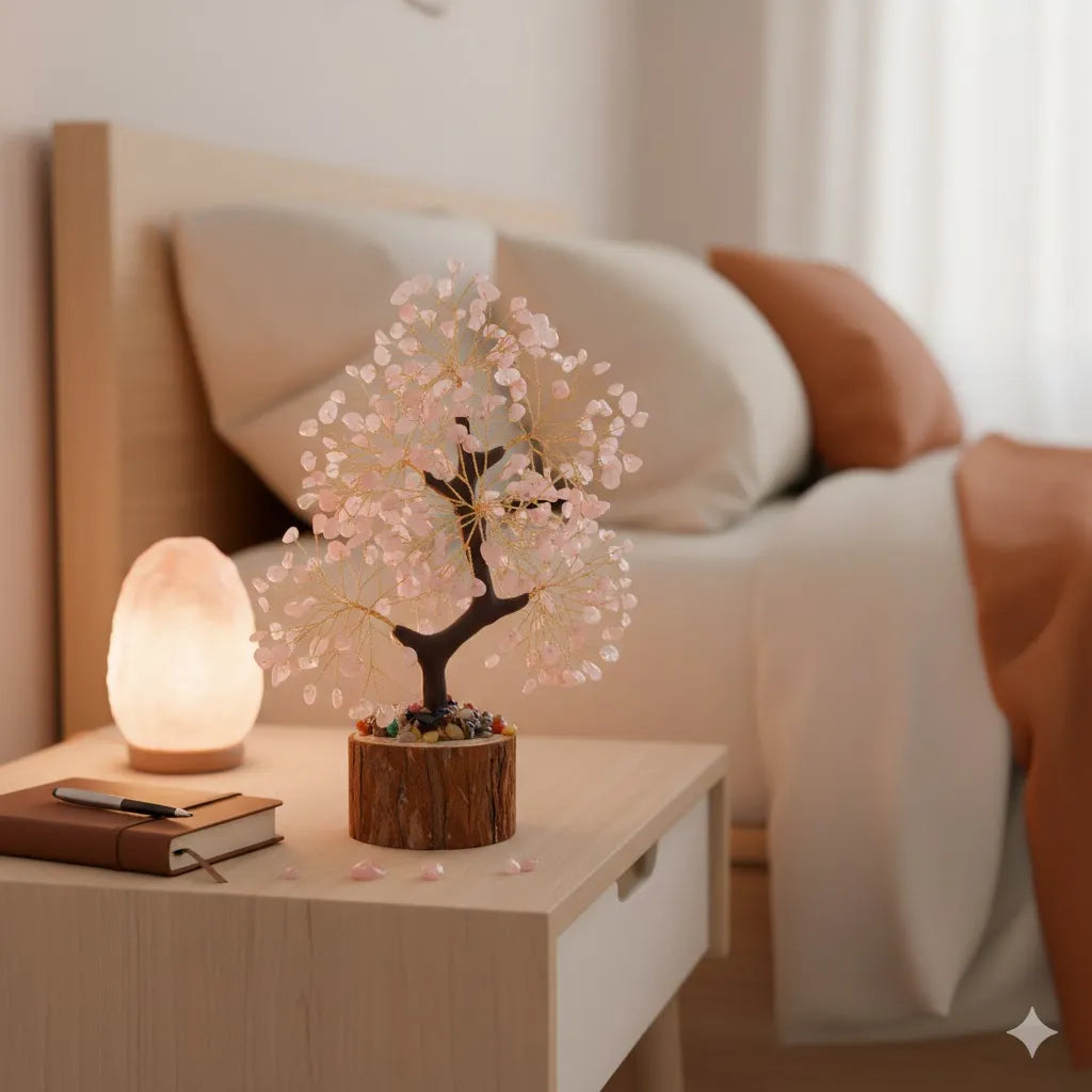 Vitality Rose Quartz Crystal Tree for Love, Emotional Healing & Heart Chakra Balance