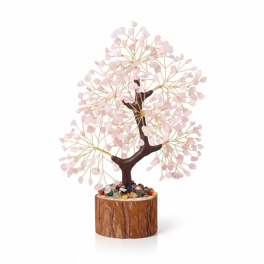 Vitality Rose Quartz Crystal Tree for Love, Emotional Healing & Heart Chakra Balance