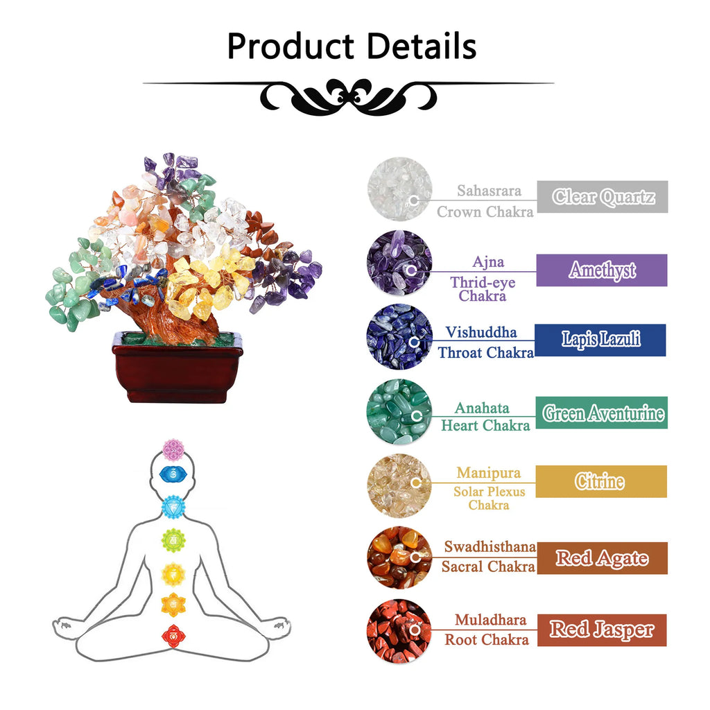 Aura Seven Chakra Crystal Tree: Harmony and All-Chakra Balance