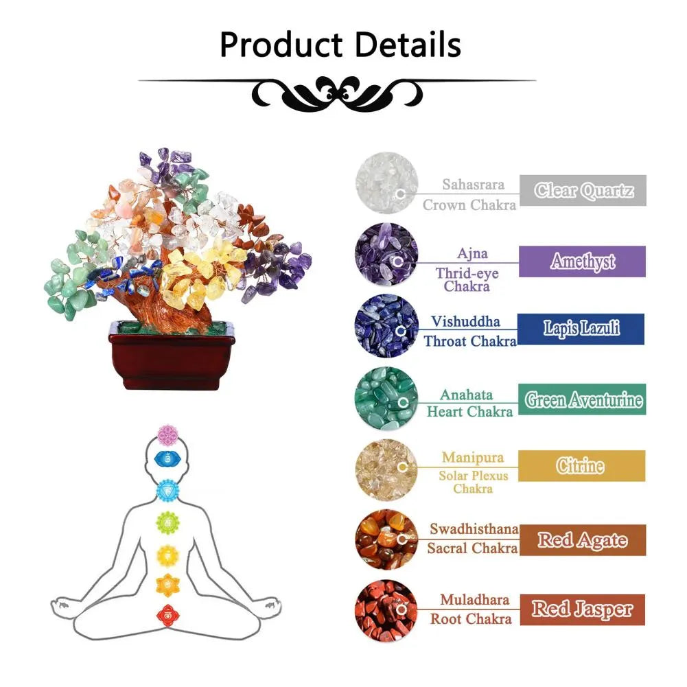 Aura Seven Chakra Crystal Tree: Harmony and All-Chakra Balance