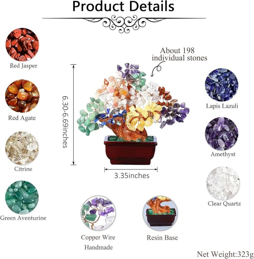 Aura Seven Chakra Crystal Tree: Harmony and All-Chakra Balance